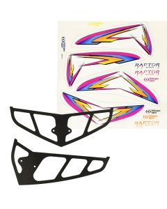 Thunder Tiger PV0483 Carbon Tail Fin Set Raptor 50 and Sticker