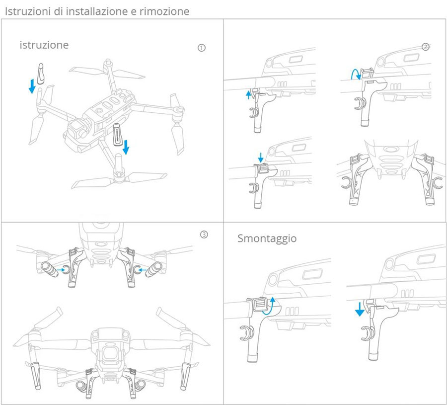 estensione carrello per MAVIC 2 con luci estensione carrello per MAVIC 2 con luci